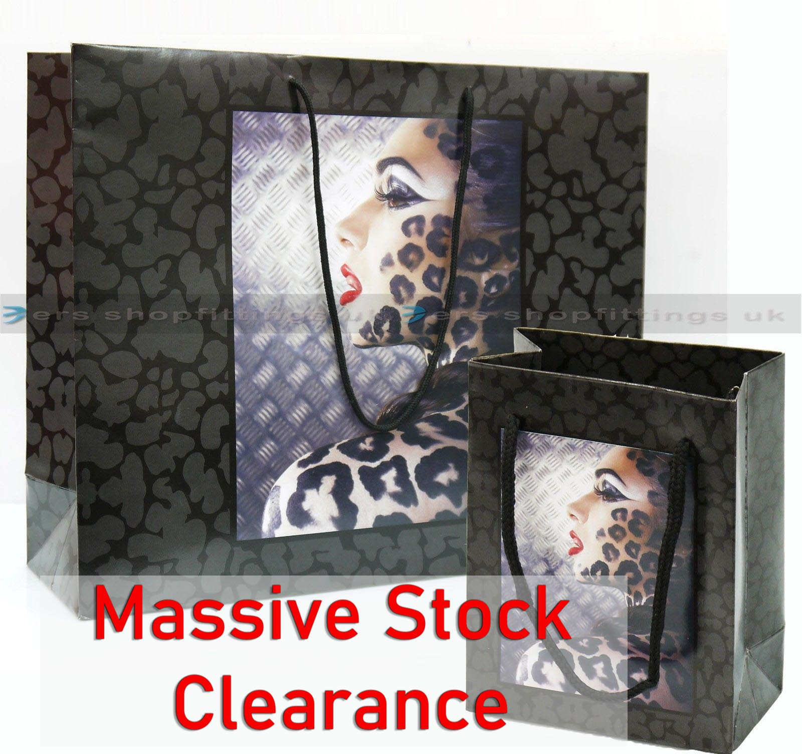 20/100 Paper Bags LADY LEOPARD Quality Accessories Birthday Gift Jewellery Rope Handle