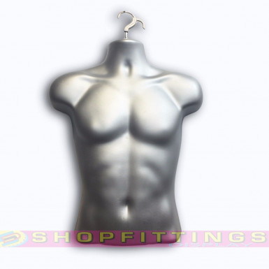 Male Hanging Body Form Retail Clothes Display Mannequin Silver (sdl3/4)