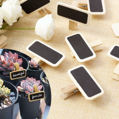 6 Natural Wooden Chalk Board Pegs Wedding Name Tag Memo Place Names Price Signs