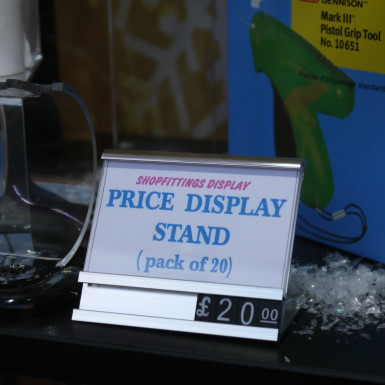 20x Block Price Numeral Tag Pricing Shop Display Aluminium Stand Card Holder