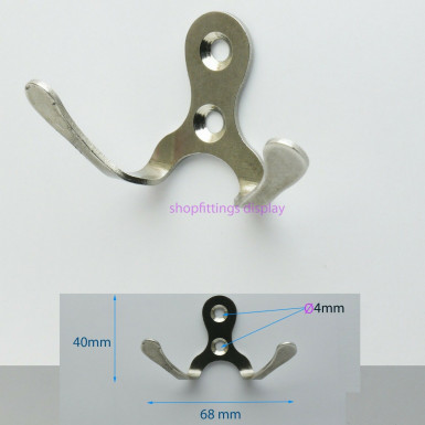 Double Coat Hanger Hook Door Wall Bath Metal Strong Hooks