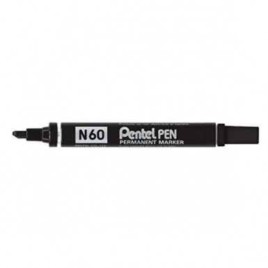 Pentel black permanent marker bullet/chisel tip – single/box of 12