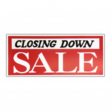 CLOSING DOWN SALE SHOP WINDOW BANNER DISPLAY REUSABLE POSTER (42 Inch x 20½ Inch)