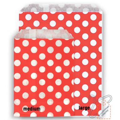COUNTER BAGS - POLKA DOT RED PACK 100