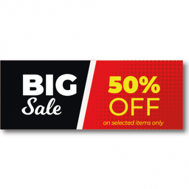 Poster Horizontal 50% Big Sale 30"x12" Red/Black