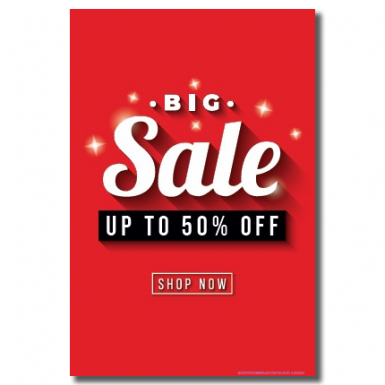 Red sale poster up to 50%  ( 20"x30")