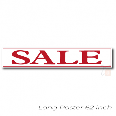 HORIZONTAL SALE SHOP WINDOW BANNER POSTER WHITE WITH RED PRINT