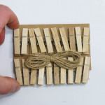 20 Hanging Wooden Clips for Photos, Picture Post Cards with Jute Rope 5ft long