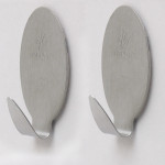 2 x Metal Self Adhesive Hooks Strong Sticky Stick on Wall Door Hooks Oval